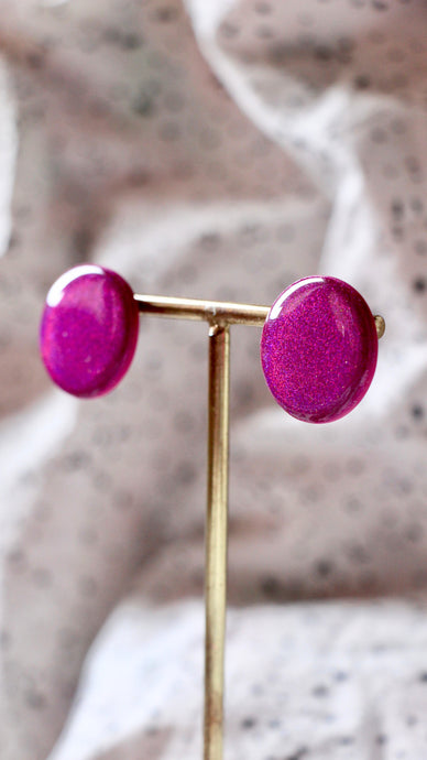 Boucles d'oreilles - Les Alba irisée fuchsia mini