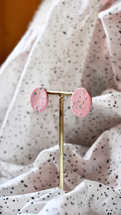 Boucles d'oreilles - Les Alba rose terrazzo mini