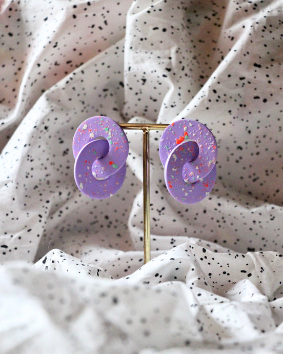 Boucles d'oreilles - Les Baby Adèle mauve terrazzo