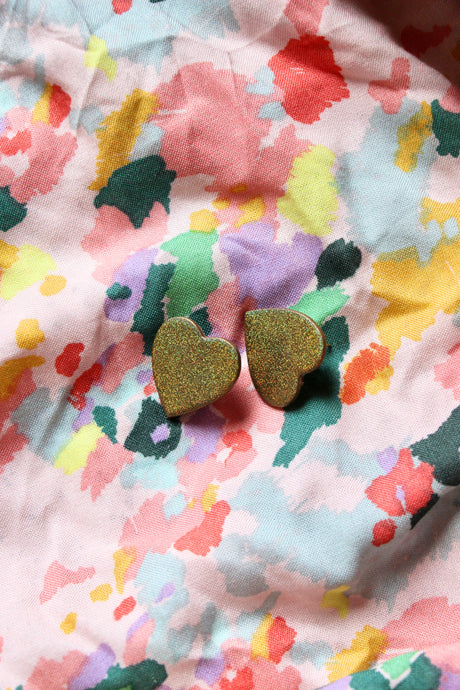 Boucles d'oreilles - Les corazones bronze irisé