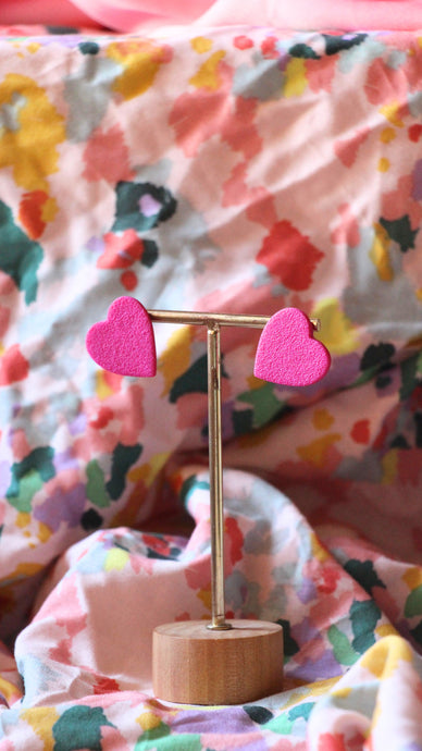 Boucles d'oreilles - Les corazones fuchsia granité