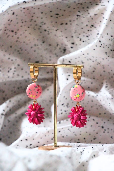 Boucles d'oreilles - Les Julie fuchsia et rose