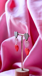 Boucles d'oreilles - Les Monelle rose rouge et bronze texturé