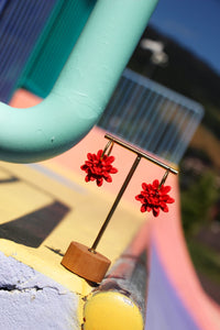 Boucles d'oreilles - Les créoles dahlia rouge