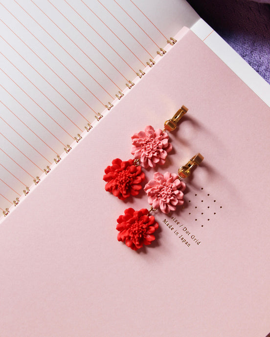 Boucles d'oreilles - Les Ebla rose & rouge