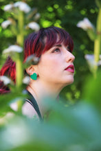 Charger l'image dans la galerie, Boucles d'oreilles - Les corazones vert granité