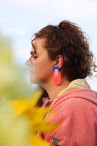 Boucles d'oreilles - Les Geisha fluo, bleu électrique et rose pâle