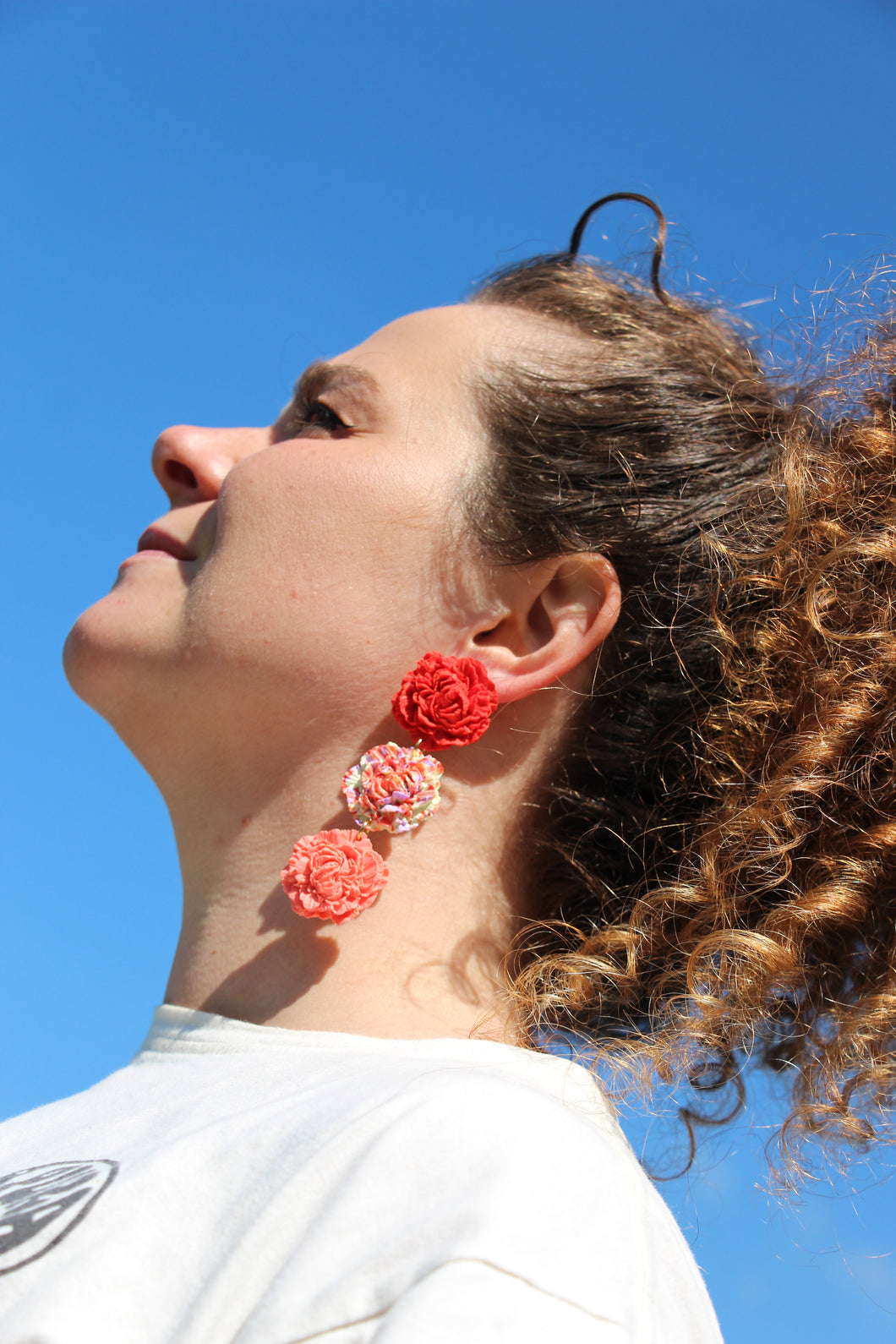 Boucles d'oreilles - Les Rosalia rose & rouge