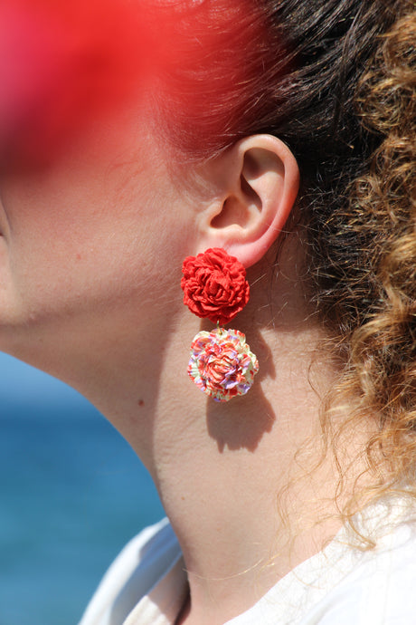 Boucles d'oreilles - Les Rosalie rouge