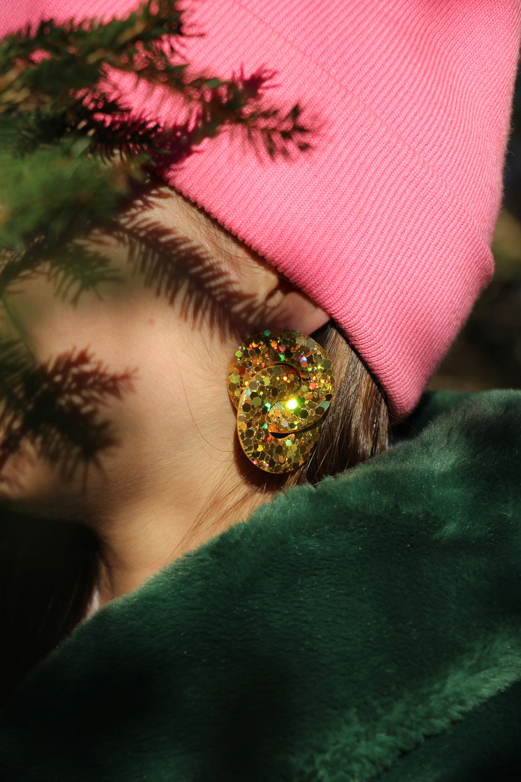 Boucles d'oreilles - Les Baby Adèle doré paillettes holographiques