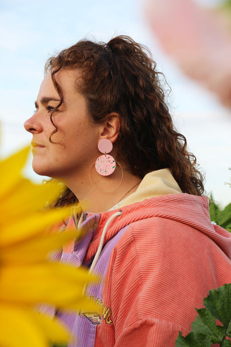 Boucles d'oreilles - Les Jules rose terrazzo multicolore