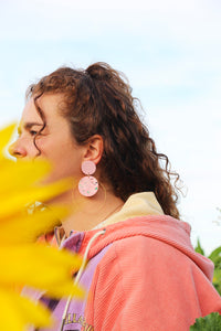 Boucles d'oreilles - Les Jules fuchsia terrazzo multicolore