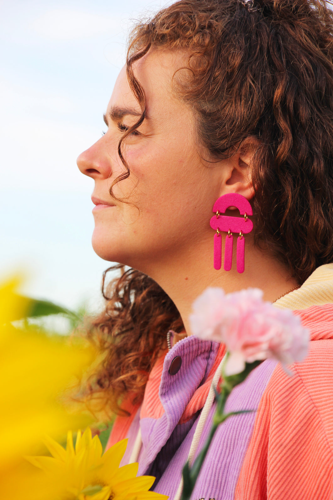 Boucles d'oreilles - Les Médusas fuchsia granité