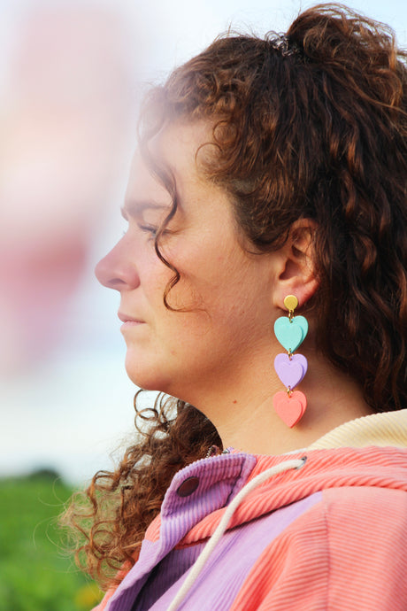 Boucles d'oreilles - Les Pénélope bleu, mauve, saumon