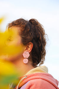 Boucles d'oreilles - Les Sonia rose pâle terrazzo granité