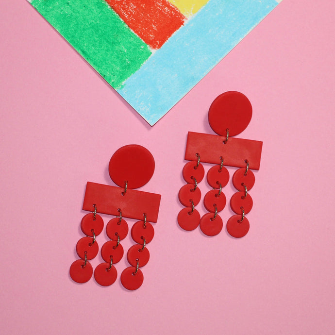 Boucles d'oreilles - Les pieuvres rouge