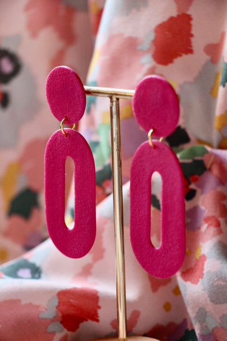 Boucles d'oreilles - Les Khyra fuchsia granité