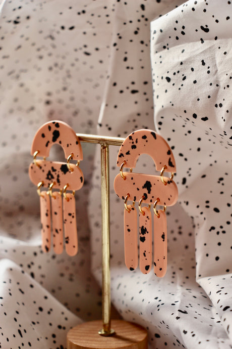 Boucles d'oreilles - Les Médusas rose terrazzo noir