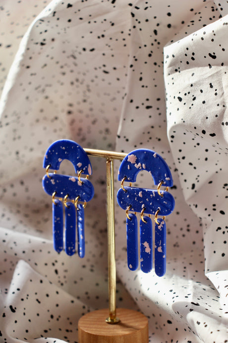 Boucles d'oreilles - Les Médusas bleu électrique terrazzo rose