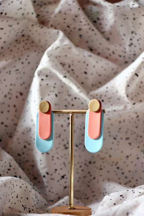 Boucles d'oreilles - Les Thaïs bronze, saumon et bleu