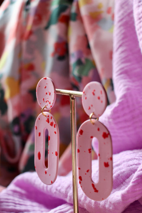 Boucles d'oreilles - Les Khyra rose terrazzo rouge