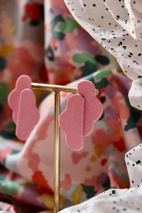 Boucles d'oreilles - Les Nuage rose granité